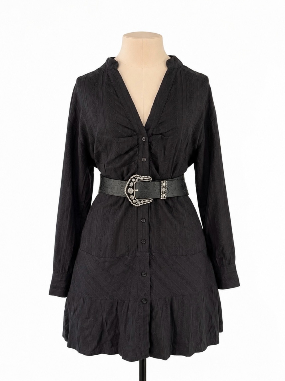 Vintage Black Cotton Tunic Dress